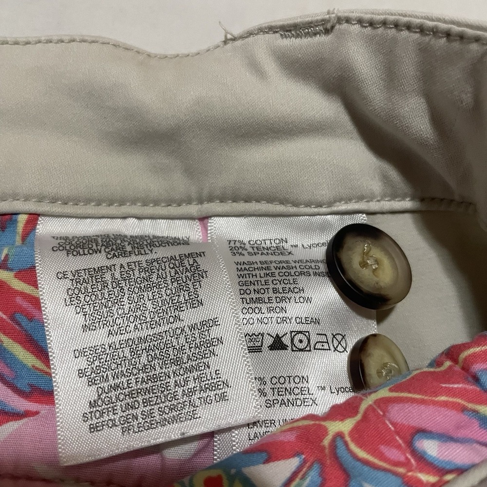 Tommy Bahama Cropped Capri Ankle Pants Size 14 X 23 Beige Cotton Blend Chino - Picture 6 of 7